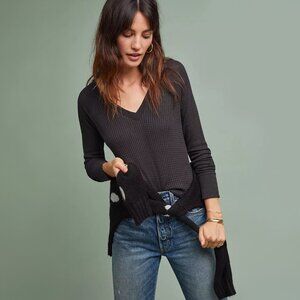 Maeve Pearson Waffle Knit Thermal in Black - sz Small Petite